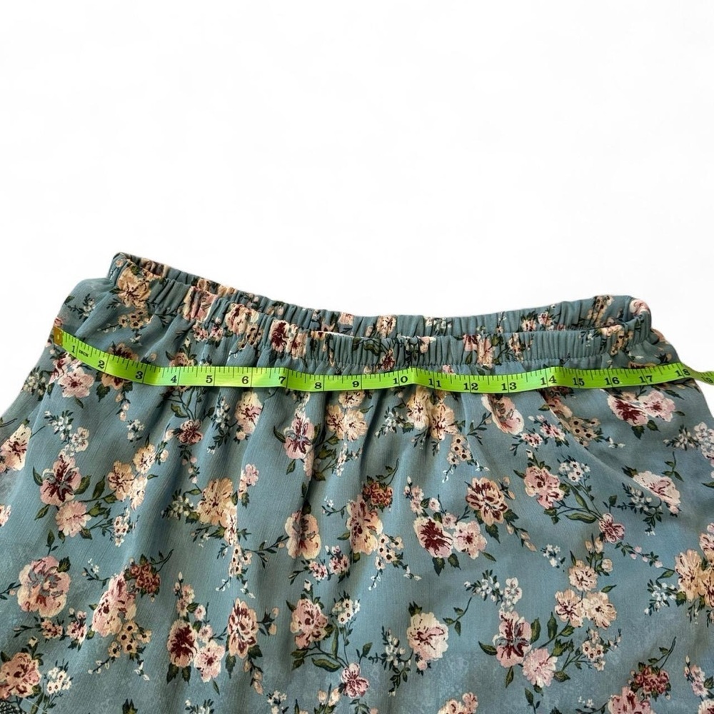 Elegant Floral Maxi Skirt - Teal - Picture 6 of 8
